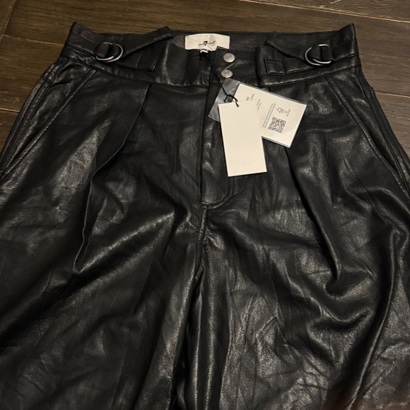 Zara Pants - 7 for all man kind  Black Leather-Style Trousers